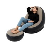 Sillón Hinchable con Reposapiés Incluido - Sofá Inflable Ergonómico para Interior y Exterior, Ideal para Dormitorio, Salón, Camping, Terraza o Jardín - Diseño Moderno y Ultra Cómodo
