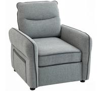 HOMCOM Sillón de salón de terciopelo egipcio 80 cm, asiento y respaldo acolchados, bolsillo lateral, estilo contemporáneo, sofá para dormitorio, apartamento, pequeño espacio, gris