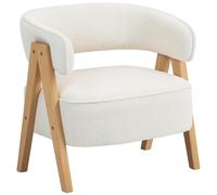 Sillón HOMCOM para sala de estar en tela rizada, silla acolchada, asiento ancho, respaldo ergonómico, reposabrazos, patas sólidas y estructura de acero, sillón para dormitorio, sala de estar,
