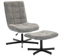 Sillón HOMCOM para salón con reposapiés, sillón giratorio de terciopelo sin reposabrazos, altura ajustable, respaldo reclinable en 4 posiciones, asiento acolchado, sillón para dormitorio, gris