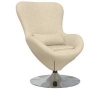 vidaXL Silla tipo huevo, color crema, 63 x 73 x 90 cm, tapizada en tela