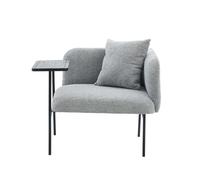Sillón individual 1 plaza - moderno con respaldo de tela cómoda, dos compartimentos de almacenamiento y mesa auxiliar minimalista de metal - gris