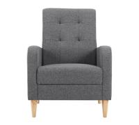 Sillón individual 54x61x90,5 cm - estilo nórdico, silla lounge para dormitorio - gris oscuro