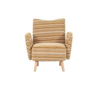 Sillón individual 77x81 cm - tela con patrón de círculos, bolsillo lateral, patas madera - amarillo mostaza