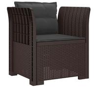 vidaXL Sillón Individual con Cojines Apariencia de Ratan PP Marrón