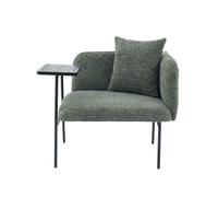 Sillón individual con mesa auxiliar - moderno, tapizado confortable con reposabrazos de tela, dos compartimentos de almacenamiento, diseño minimalista - verde esmeralda