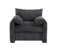 Sillón individual grande - diseño moderno, tela chenilla, sobre dimensión - gris