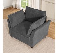 Sillón individual moderno con reposabrazos, silla de lectura, sillón de relax, sillón grande con respaldo suave y reposabrazos, tela de chenilla, para salón, apartamento, oficina, espacios pequeños