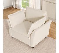 Sillón individual moderno con reposabrazos, sillón de lectura, sillón de relax, sillón grande con respaldo suave y reposabrazos, tela de chenilla, para salón, apartamento, oficina, espacios pequeños