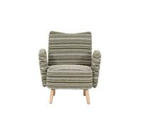 Sillón individual moderno - tela con patrón circular, bolsillo lateral, patas madera - verde oliva