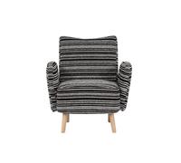Sillón individual - patrón circular, con bolsillo lateral, patas de madera, cómodo - negro
