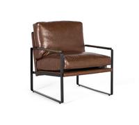Sillón industrial en hierro y símil piel envejecido