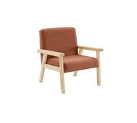 Sillón infantil estilo escandinavo de madera de hevea terracota - 47x43.5x50 cm