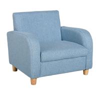 Sillón infantil HOMCOM de diseño , de comodidad con reposabrazos, asiento y respaldo acolchados con espuma de densidad, base de madera y goma, lino azul