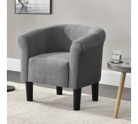 Sillón "Jelgava", 70x70x58 cm, tapizado en tela, color gris claro