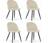 Sillón - Leobert - Modelo Bello - Tapizado en terciopelo beige con patas negras - Juego de 4 unidades