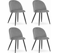 Sillón - Leobert - Modelo Bello - Tapizado en terciopelo gris claro, patas negras - Juego de 4 unidades