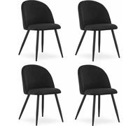 Sillón - Leobert - Modelo Bello - Tapizado en terciopelo / Patas negras - Juego de 4 unidades