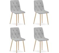 Sillón - Leobert - Modelo Libra - Tapizado en gris claro / Patas de madera - 44,5 x 54,5 x 87 cm - Juego de 4 unidades