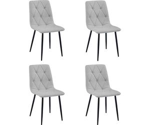 Sillón - Leobert - Modelo Libra - Tapizado en gris claro / Patas negras - 44,5 x 54,5 x 87 cm - Juego de 4 unidades