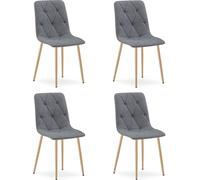 Sillón - Leobert - Modelo Libra - Tapizado en tela gris oscuro / Patas de madera - 44,5 x 54,5 x 87 cm - Juego de 4 unidades