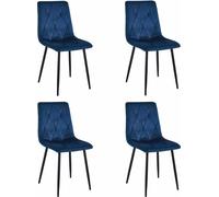 Sillón - Leobert - Modelo Libra - Tapizado en terciopelo azul marino / Patas negras - Juego de 4 unidades