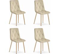 Sillón - Leobert - Modelo Libra - Tapizado en terciopelo beige claro, patas de madera - 45 x 54 x 86,5 cm - Juego de 4 unidades