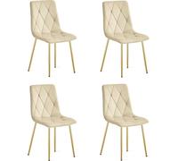 Sillón - Leobert - Modelo Libra - Tapizado en terciopelo beige claro / Patas doradas - 45 x 54 x 86,5 cm - Juego de 4 unidades