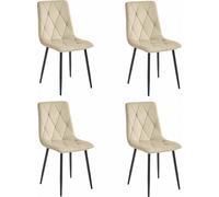 Sillón - Leobert - Modelo Libra - Tapizado en terciopelo beige claro, patas negras - Juego de 4 unidades