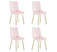 Sillón - Leobert - Modelo Libra - Tapizado en terciopelo rosa claro / Patas de madera - 45 x 54 x 86,5 cm - Juego de 4 unidades