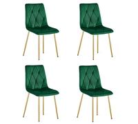 Sillón - Leobert - Modelo Libra - Tapizado en terciopelo verde oscuro / Patas doradas - 45 x 54 x 86,5 cm - Juego de 4 unidades