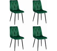 Sillón - Leobert - Modelo Libra - Tapizado en terciopelo verde oscuro / Patas negras - Juego de 4 unidades