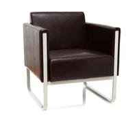 Sillón Longue Aruba Armazón Plateado Piel Sintética 1 Plaza Marrón Hjh Office