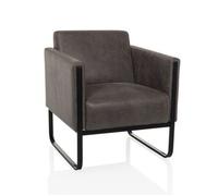 Sillón Lounge Aruba Retro Estructura Negra Cuero Sintético 1 Plaza Gris Hjh Office