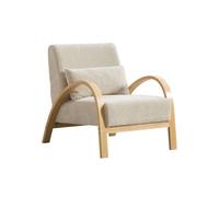 Sillón lounge escandinavo - tapizado en chenilla suave con estructura de madera resistente para salón y dormitorio - beige