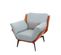 Sillón lounge/sillón cóctel con asiento tapizado y sillón reclinable en pvc terracota y tela gris con detalles metálicos negros 04_0006839