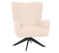 Sillón lounge sillón cóctel tapizado reclinable giratorio tela beige crema y metal 04_0006396