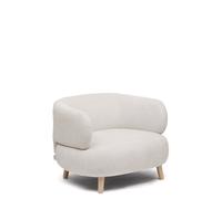 Sillón Luisa en tela de chenilla perlada sobre madera maciza de haya de 90 cm.