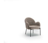 Sillón Malibu tapizado en tejido bou olor miel, con estructura de metal lacado en negro: comodidad y diseño moderno para ambientes elegantes