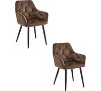 Sillón - Marca: Leobert - Modelo: Jork - Tapizado: Terciopelo marrón / Patas: Negras - Juego de 2 unidades