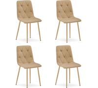 Sillón - Marca Leobert - Modelo Libra - Tapizado en color marrón/Patas de madera - 44,5 x 54,5 x 87 cm - Juego de 4 unidades