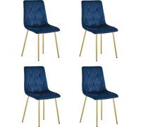 Sillón - Marca Leobert - Modelo Libra - Tapizado en terciopelo azul marino / Patas doradas - Dimensiones: 45 x 54 x 86,5 cm - Juego de 4 unidades