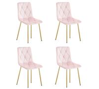 Sillón - Marca Leobert - Modelo Libra - Tapizado en terciopelo rosa claro / Patas doradas - 45 X 54 X 86,5 Cm - Juego de 4 unidades
