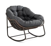 Sillón mecedor tipo huevo con cojín de asiento grueso, Interior & Exterior Sillón Mecedor Cómodo, 111x94,5x80 cm, Gris oscuro Aosom España