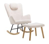 Sillón mecedora cómodo - con reposacabezas y reposapiés - color blanco