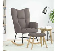 Sillón mecedora con reposapiés, color taupe, tapizado en tela, marca vidaXL