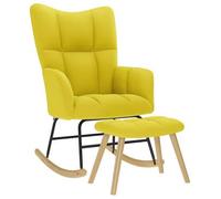 vidaXL Sillón mecedora con taburete tapizado en tela multicolor Amarillo claro