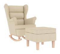 Sillón mecedora con taburete tela color crema