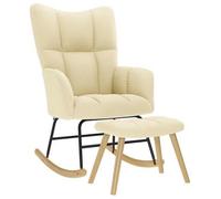 Sillón Mecedora Con Taburete Tela Color Crema Vidaxl