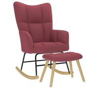 Sillón Mecedora Con Taburete Tela Rojo Tinto Vidaxl